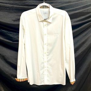 Burberry Slim Fit Monogram Motif Stretch Cotton Poplin Shirt